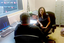 Student interviewing on radio